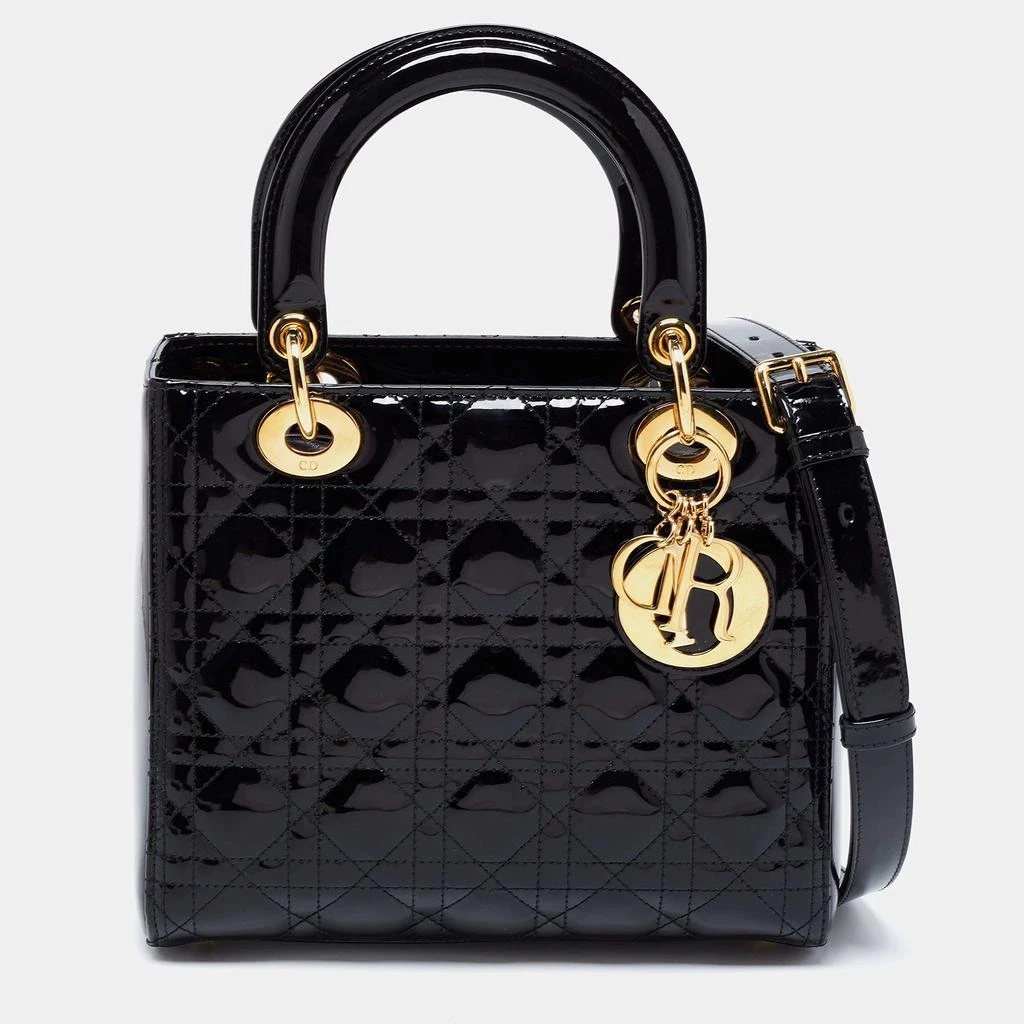 商品[二手商品] Dior|Dior Black Cannage Patent Leather Medium Lady Dior Tote,价格¥18853,第1张图片