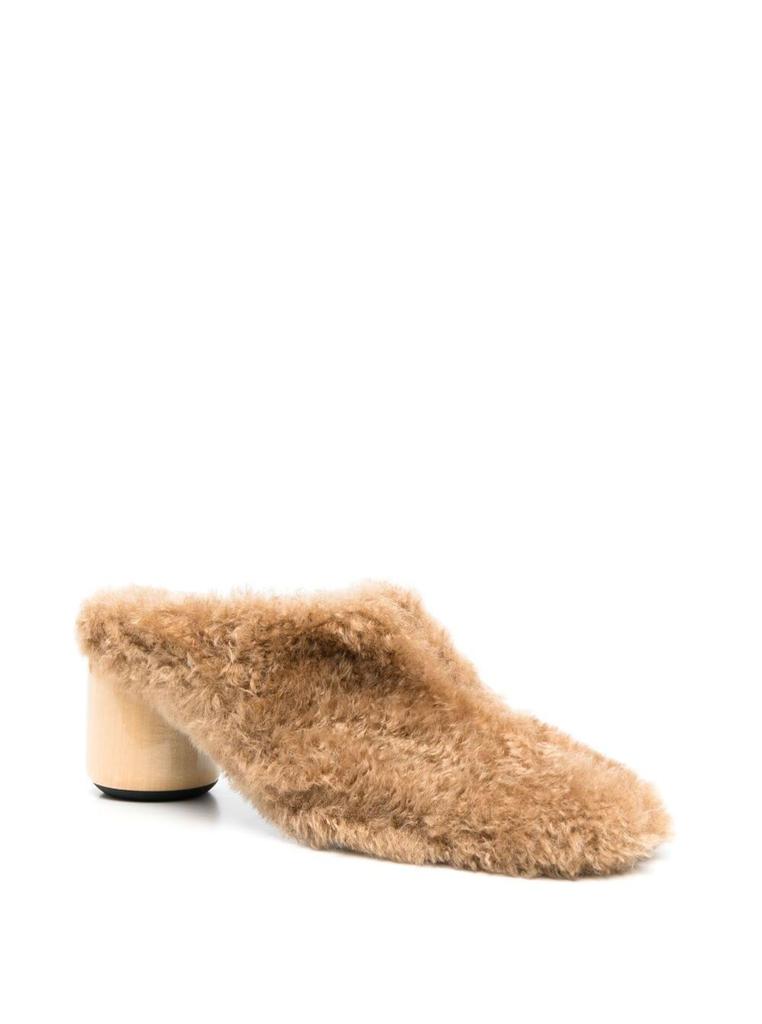 Camel Brown Square Heel Mule in Shearling Woman Jil Sander商品第2张图片规格展示