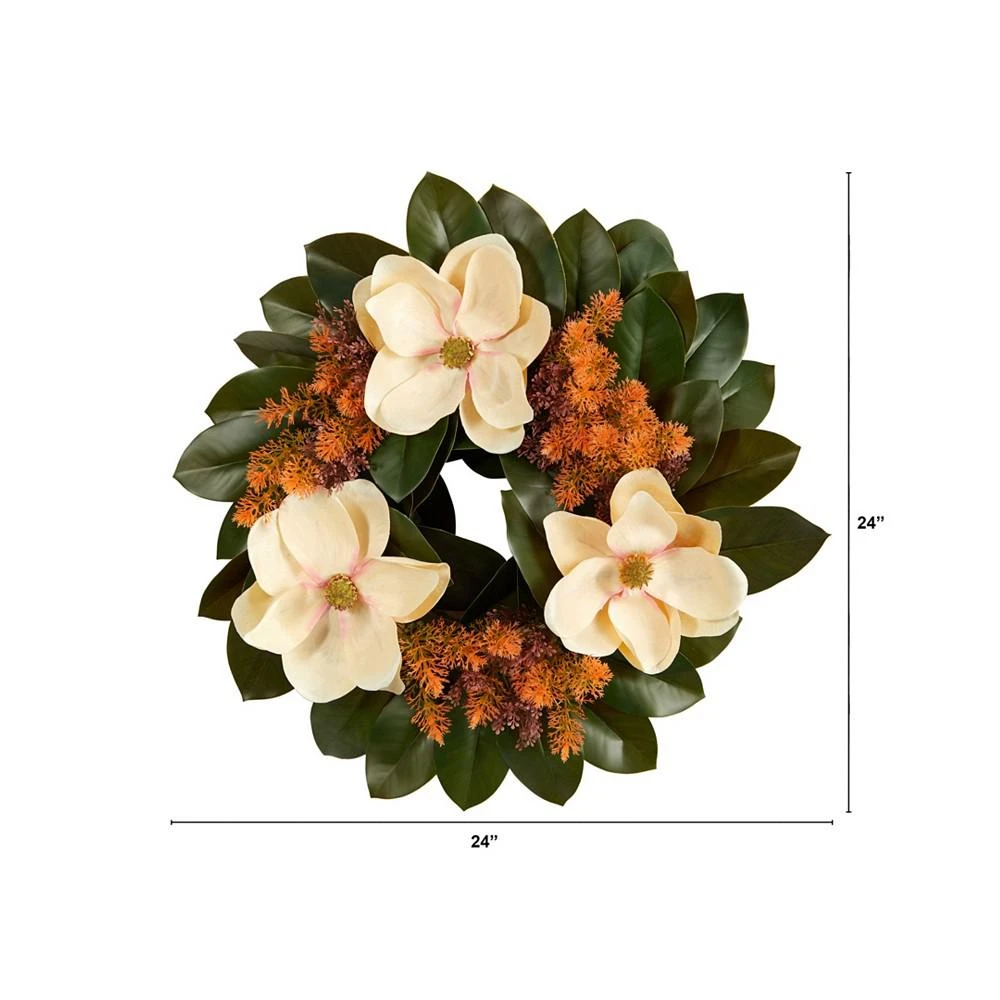 商品NEARLY NATURAL|Magnolia Artificial Wreath, 24",价格¥1014,第2张图片详细描述