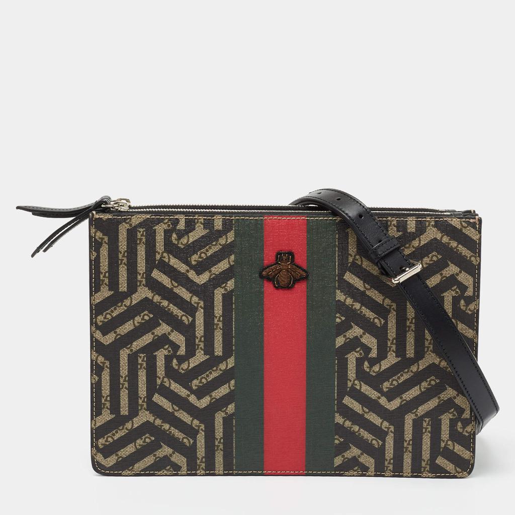 Gucci Beige GG Supreme Canvas And Leather Caleido Web Messenger Bag商品第1张图片规格展示