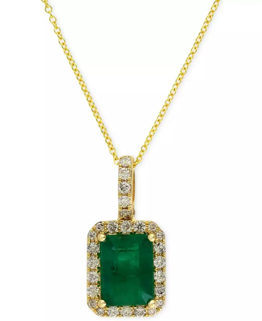 商品Effy|Brasilica by EFFY® Emerald (1-3/8 ct. t.w.) and Diamond (1/4 ct. t.w.) Pendant Necklace in 14k Gold or 14k White Gold, Created for Macy's,价格¥7704,第1张图片