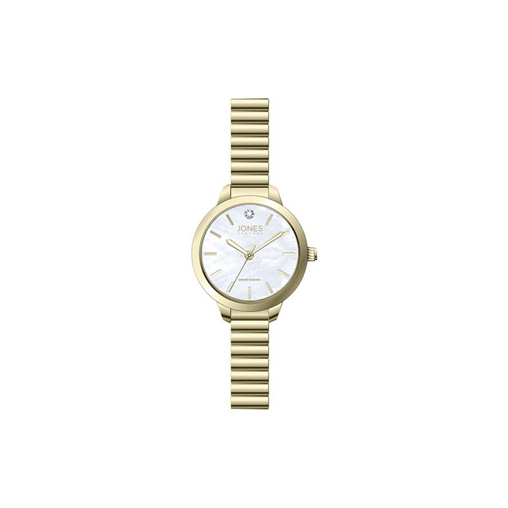 Women's Genuine Diamond White Dial Gold-Tone Metal Narrow Bracelet Analog Watch 28mm商品第1张图片规格展示