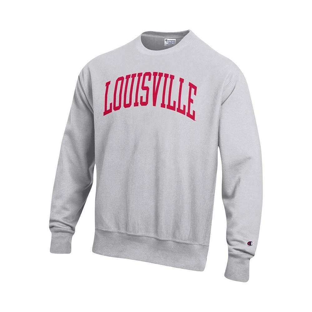 商品CHAMPION|Men's Heathered Gray Louisville Cardinals Arch Reverse Weave Pullover Sweatshirt,价格¥551,第2张图片详细描述