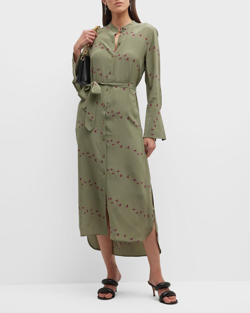 Connell Bird-Print Silk Tunic Dress商品第1张图片规格展示