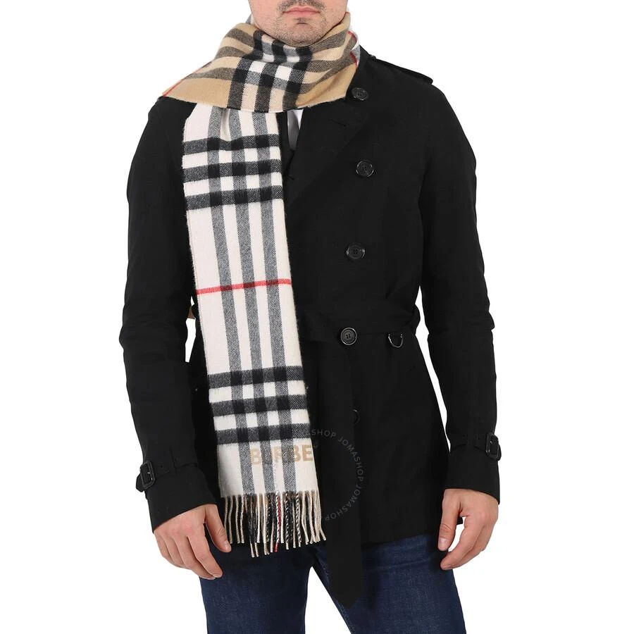 商品Burberry|Archive Beige/Natural White Contrast Check Cashmere Scarf,价格¥3334,第1张图片