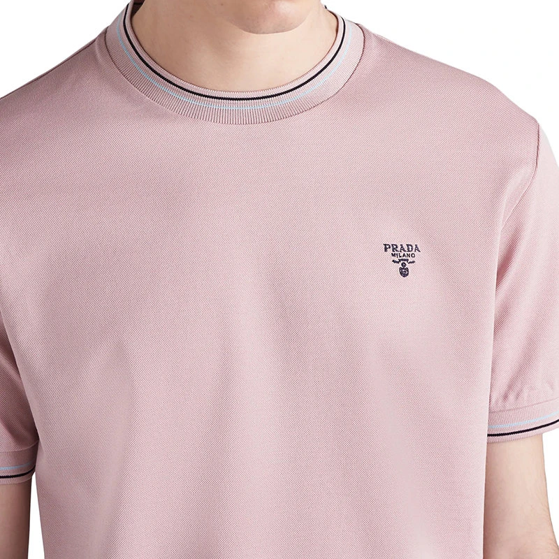 商品Prada|【预售3-7天】普拉达 22年秋冬新款 男士雪粉色纯棉短袖T恤UJN452_1ZMI_F0AL2_S_181,价格¥4636,第5张图片详细描述