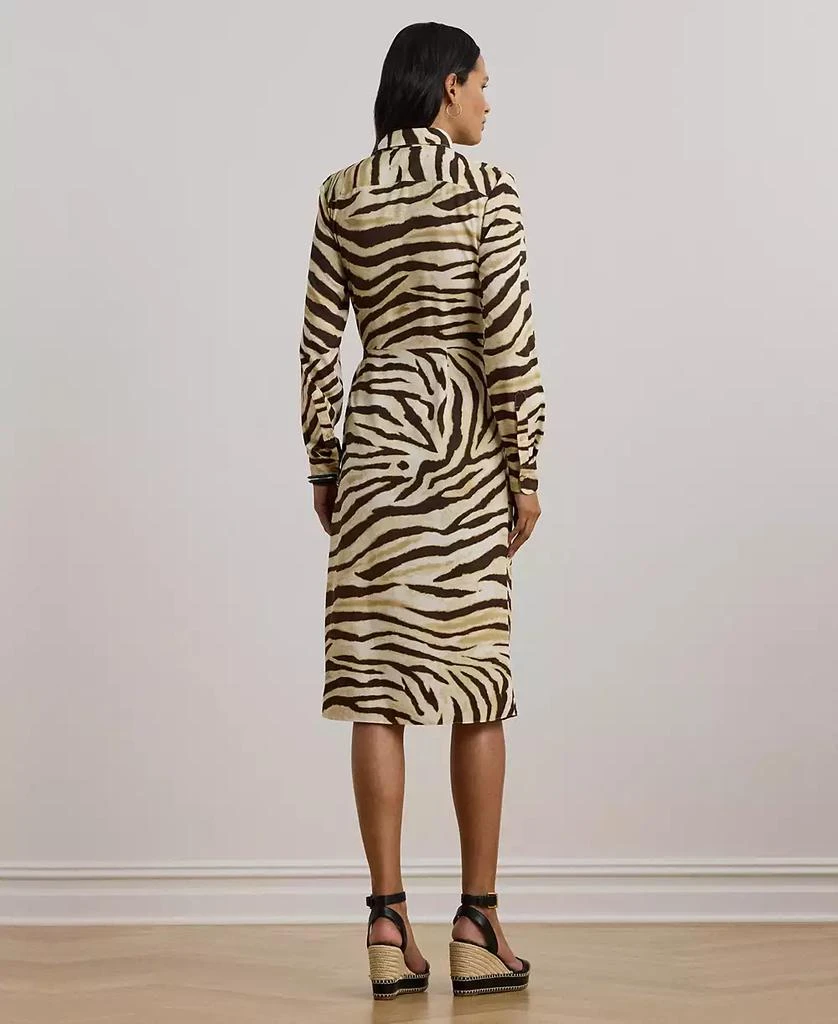 商品Ralph Lauren|Women's Zebra-Print Tie-Front Crepe Shirtdress, 0P-22W,价格¥478,第2张图片详细描述