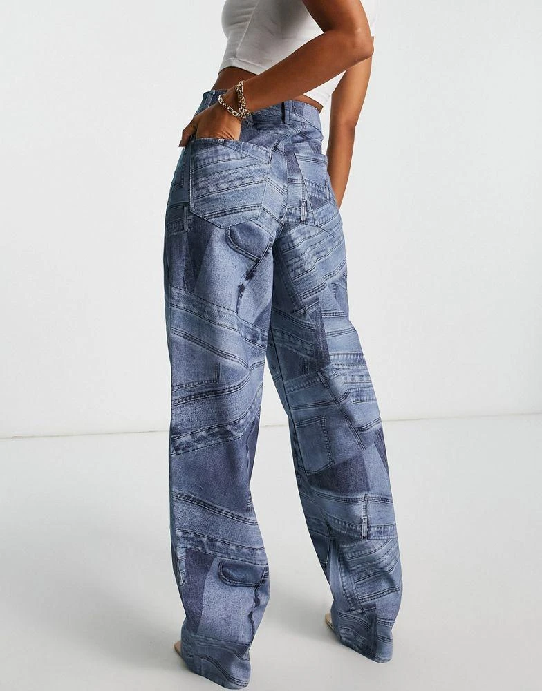 商品AFRM|AFRM balloon leg laser print jean in blue,价格¥371,第2张图片详细描述