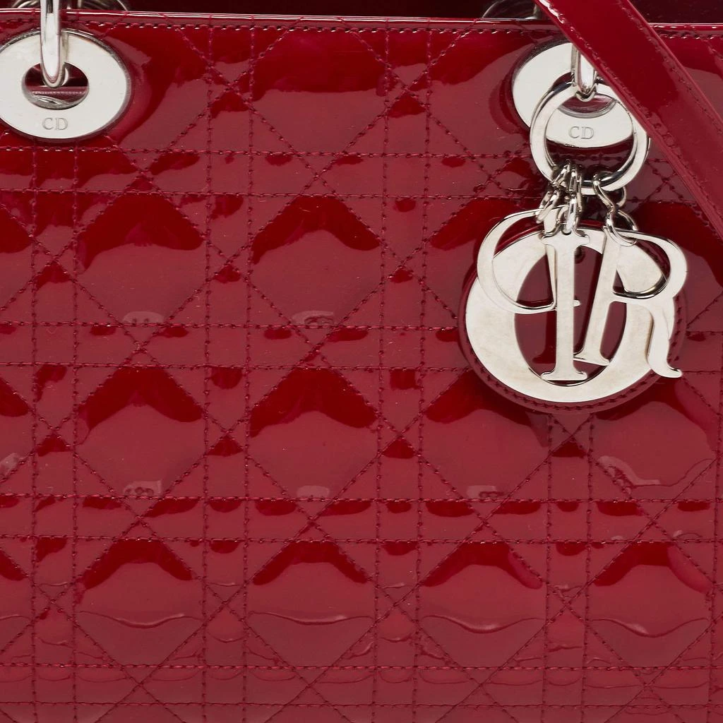 商品[二手商品] Dior|Dior Red Cannage Patent Leather Medium Lady Dior Tote ,价格¥16604,第5张图片详细描述