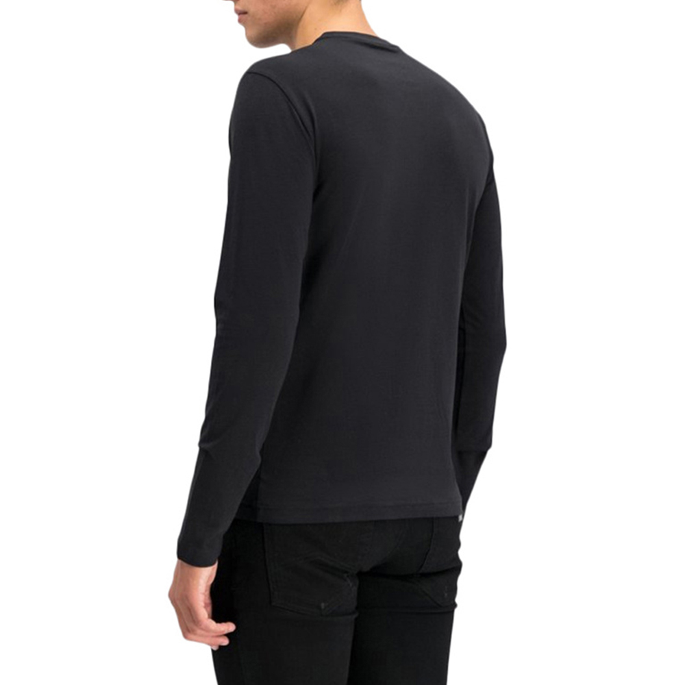 Emporio Armani 安普里奥 阿玛尼 男士黑色棉质氨纶混纺经典LOGO款圆领长袖T恤 6GPT64-PJ03Z-1200商品第3张图片规格展示