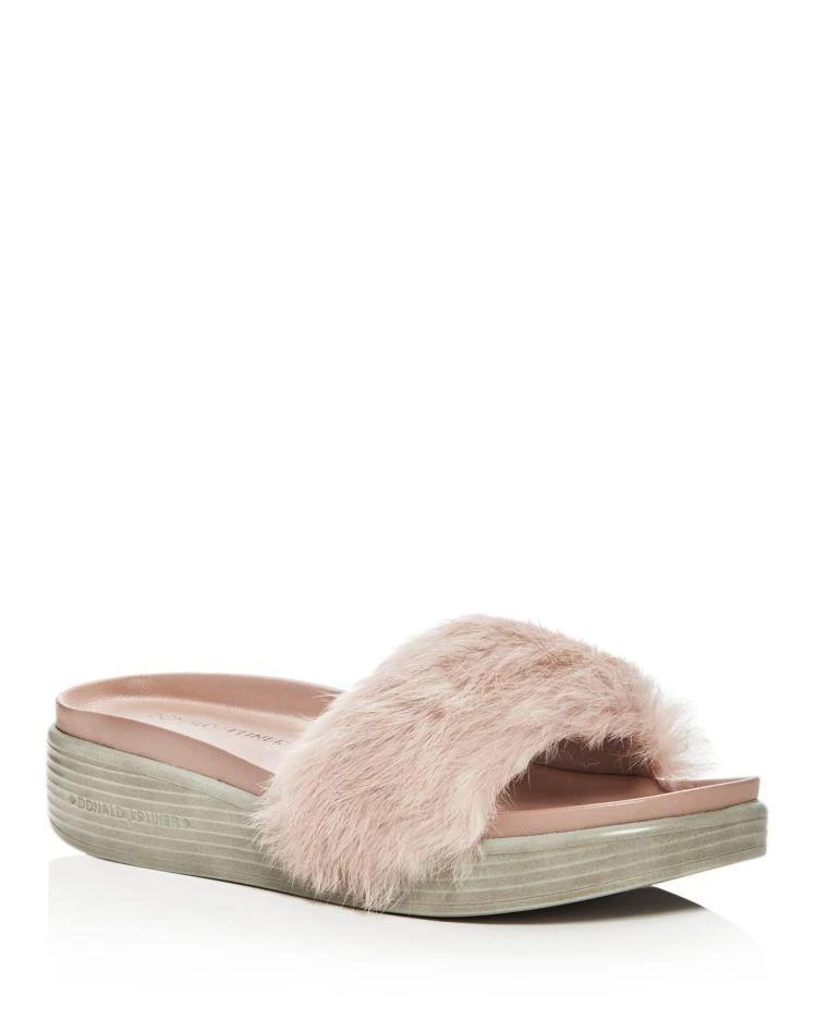 商品Donald Pliner|Women's Furfi Rabbit Fur Wedge Platform Slide Sandals,价格¥718,第1张图片