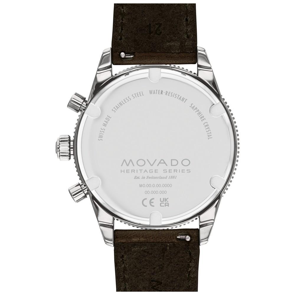 商品Movado|Men's Heritage Chocolate Brown Genuine Leather Strap Watch 42mm,价格¥6694,第5张图片详细描述