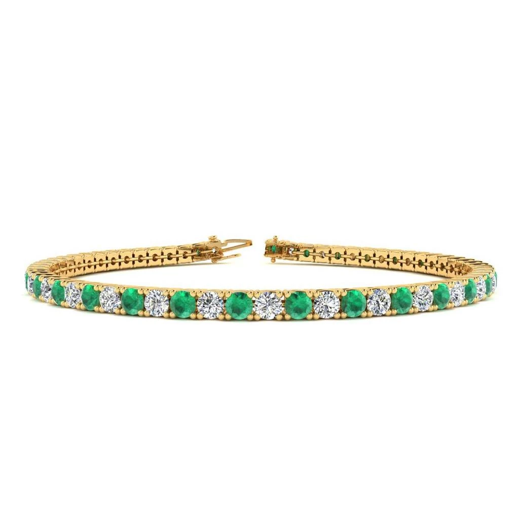 商品SSELECTS|4 Carat Emerald And Diamond Tennis Bracelet In 14 Karat Yellow Gold, 6 1/2 Inches,价格¥16682,第1张图片