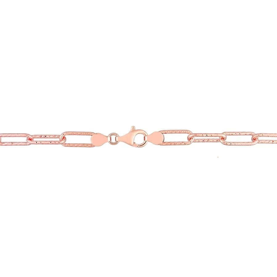 商品Amour|6mm Fancy Cut Oval Link Bracelet In Rose Plated Sterling Silver,价格¥447,第2张图片详细描述