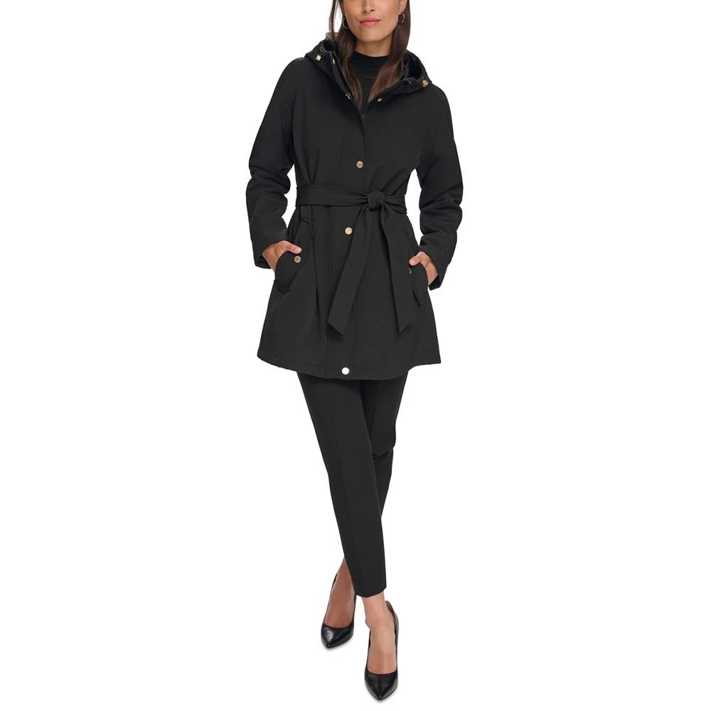 商品Tommy Hilfiger|Women's Hooded Belted Softshell Raincoat, Regular & Petite,价格¥1018,第1张图片