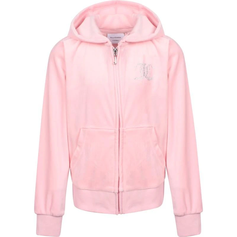 商品Juicy Couture|Juicy couture girls light pink velour zip up hoodie with crystal logo on the chest and on the back,价格¥749,第2张图片详细描述