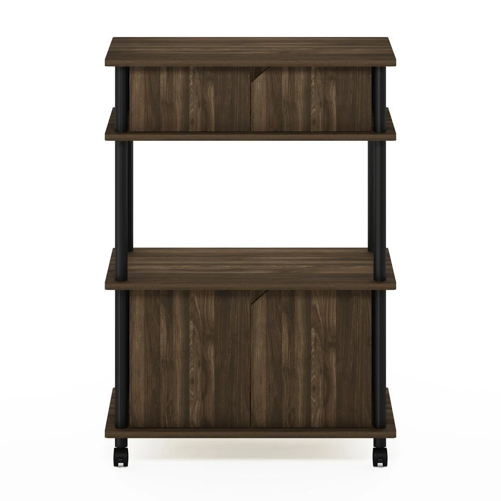 商品Furinno|Turn-N-Tube Toolless Storage Cart with Cabinet, Columbia Walnut/Black,价格¥1257,第3张图片详细描述