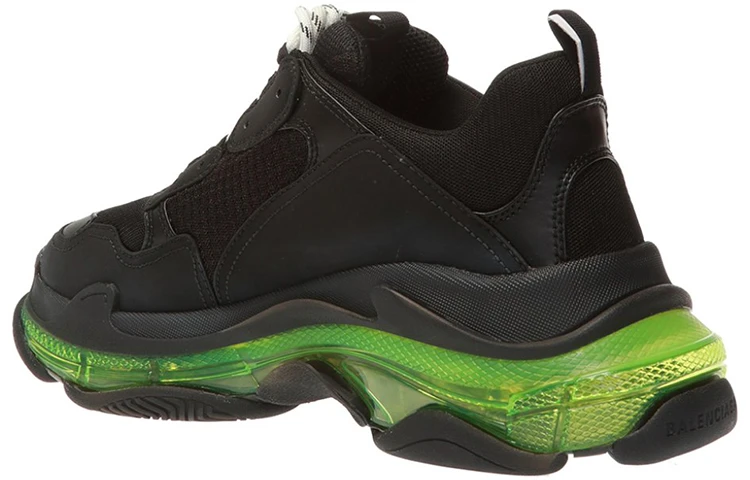 商品[国内直发] Balenciaga|巴黎世家 Triple S 透明鞋底 牛皮 运动 低帮 老爹鞋 男款 黑绿,价格¥8183,第6张图片详细描述