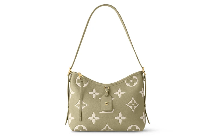 商品[国内直发] Louis Vuitton|Carryall PM 老花压纹 粒面牛皮革 子母包手提单肩包 小号 女款 卡其绿,价格¥31722,第1张图片