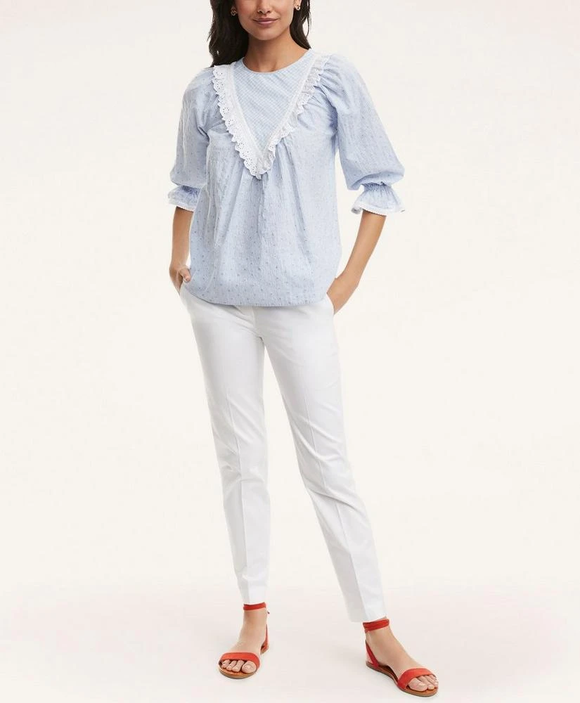 商品Brooks Brothers|Stretch Cotton Seersucker Peasant Blouse,价格¥491,第5张图片详细描述