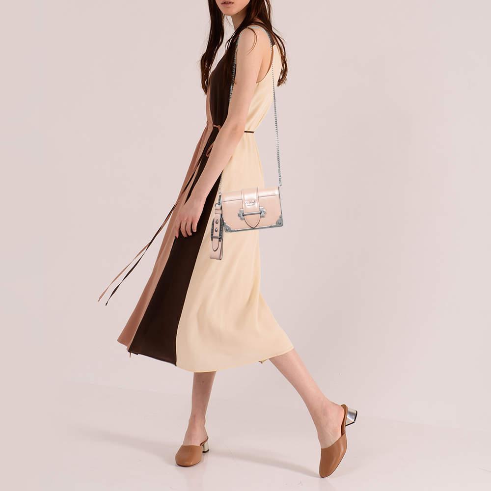 商品[二手商品] Prada|Prada Beige Leather Cahier Flap Shoulder Bag,价格¥6818,第4张图片详细描述