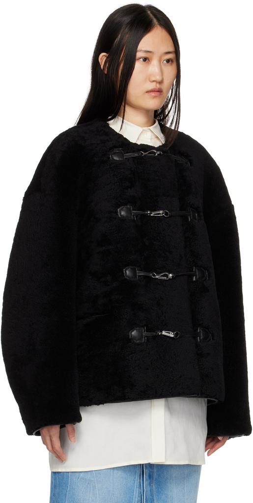 Black Teddy Shearling Jacket商品第2张图片规格展示