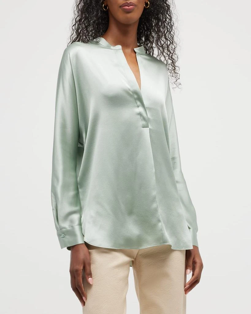 商品Vince|Band Collar Popover Silk Blouse,价格¥1230,第1张图片