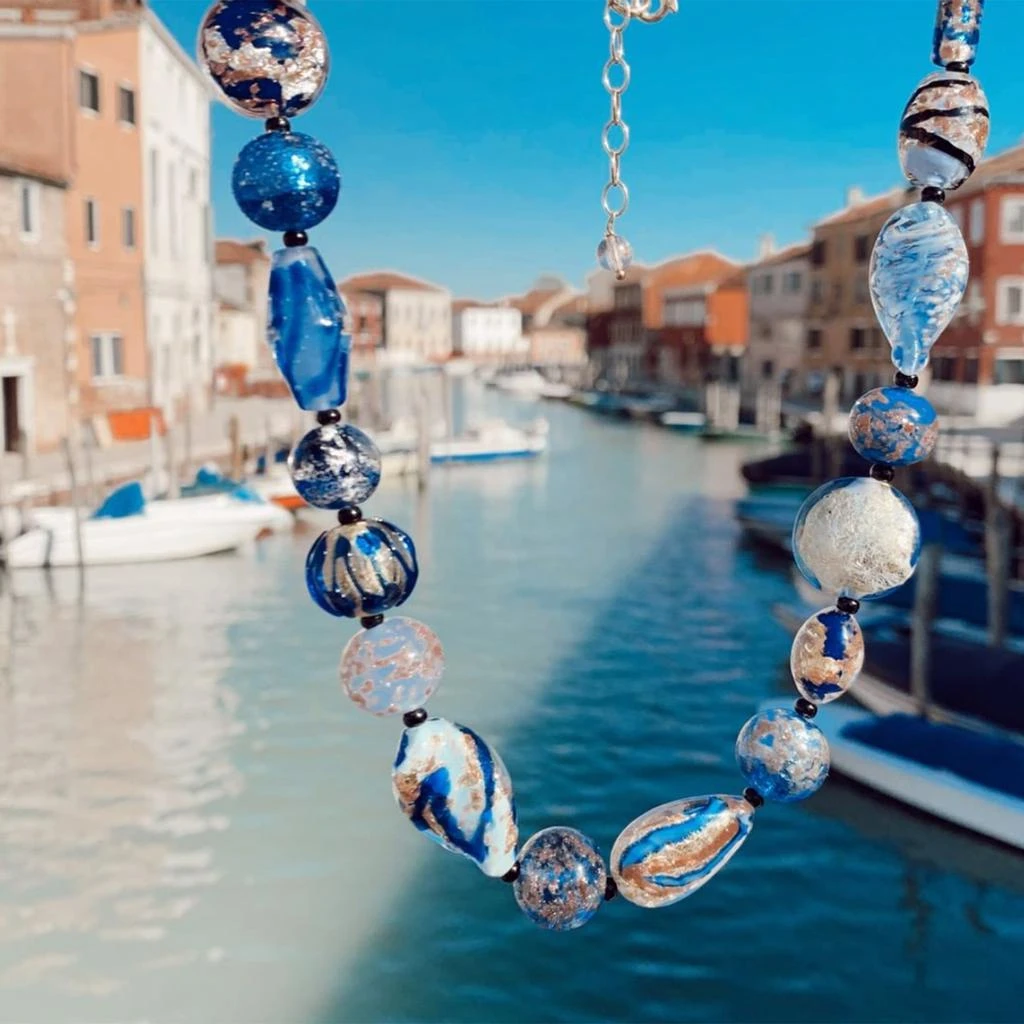 商品Ross-Simons|Ross-Simons Italian Blue Murano Glass Bead Necklace in 18kt Gold Over Sterling,价格¥1300,第5张图片详细描述