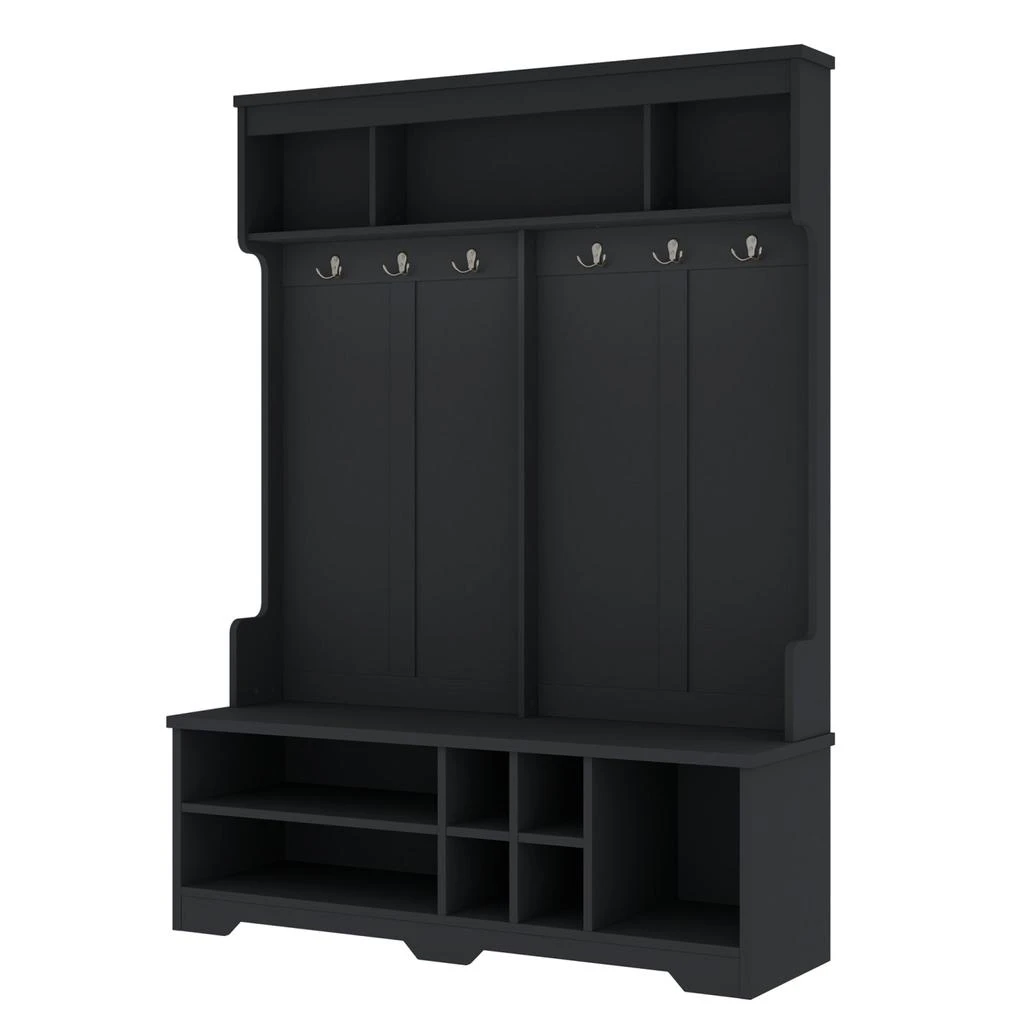 商品Streamdale Furniture|Streamdale Hall Tree Coat Rack Shoe Cubby Storage - Black,价格¥2898,第4张图片详细描述