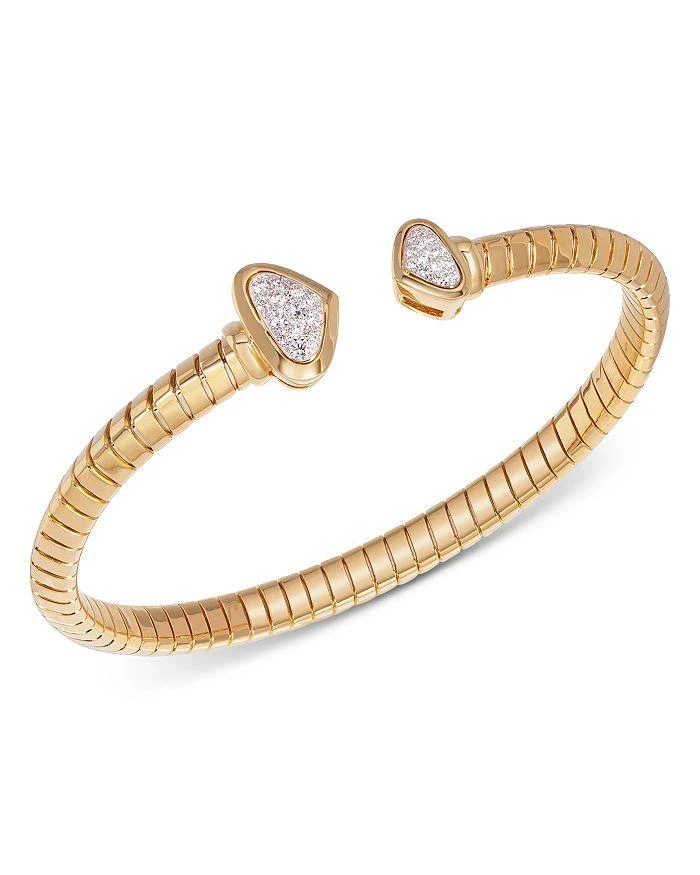 商品MARINA|18K Yellow Gold Trisolina Small Castanga Pavé Diamond Bangle Bracelet,价格¥66930,第1张图片详细描述