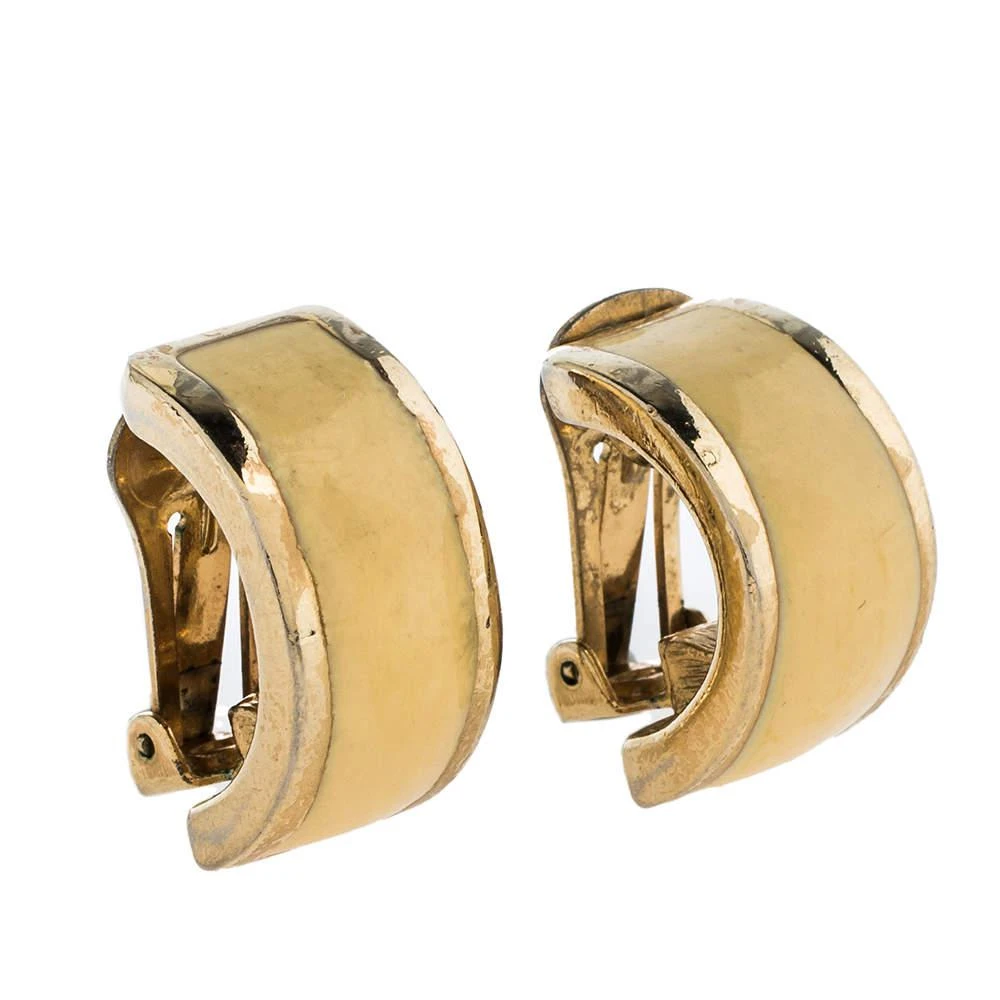 商品[二手商品] Dior|Dior Vintage Cream Enamel Gold Tone Clip-On Earrings,价格¥899,第2张图片详细描述