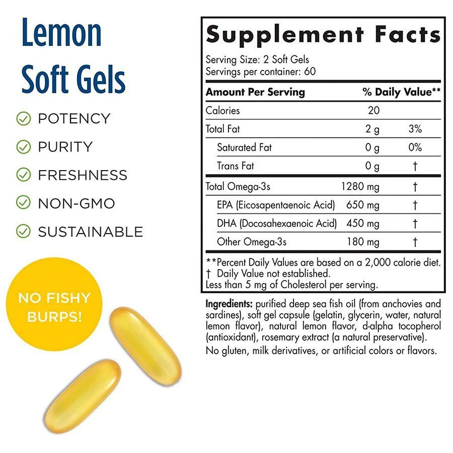 商品Nordic Naturals|Ultimate Omega Soft Gels Lemon,价格¥542,第4张图片详细描述