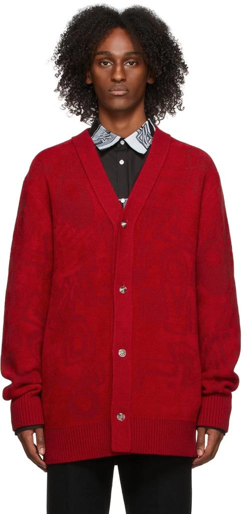 商品We11done|Red Logo Graffiti Allover Cardigan,价格¥2270,第1张图片