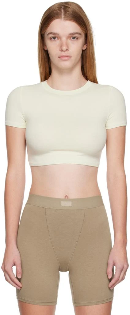 商品SKIMS|Off-White Cotton Jersey Super Cropped T-Shirt,价格¥310,第1张图片