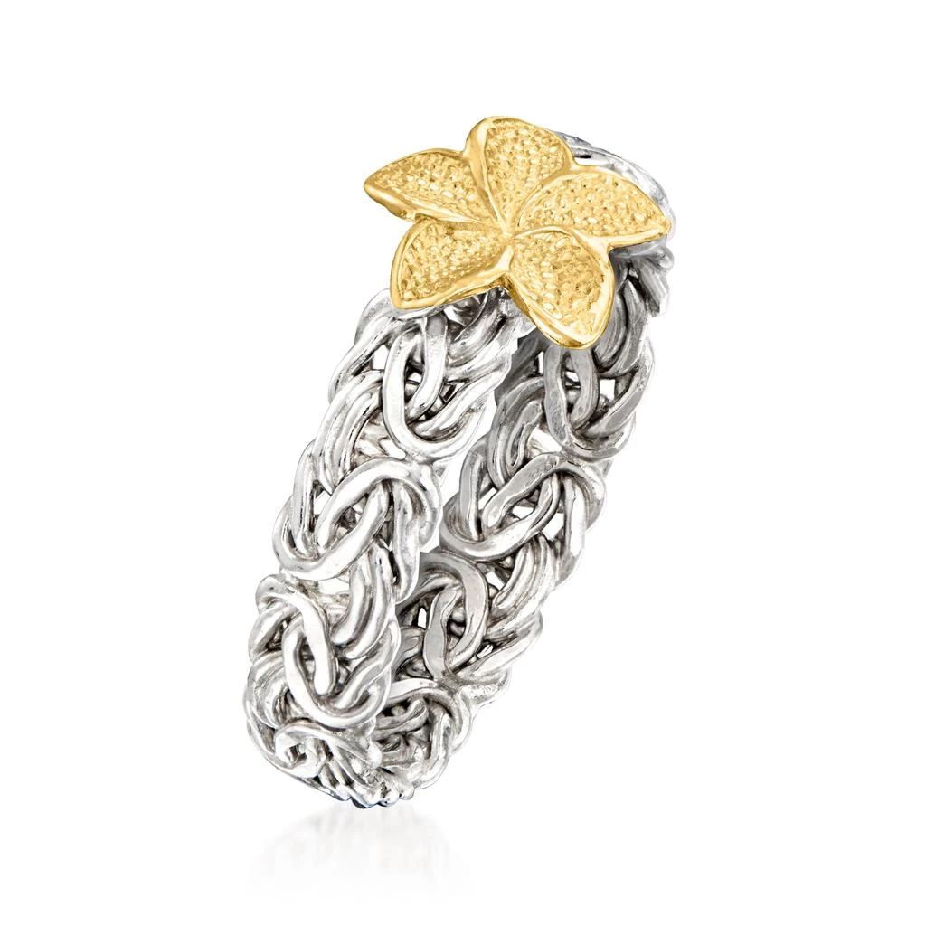 商品Ross-Simons|Ross-Simons Sterling Silver and 14kt Yellow Gold Flower Byzantine Ring,价格¥783,第2张图片详细描述