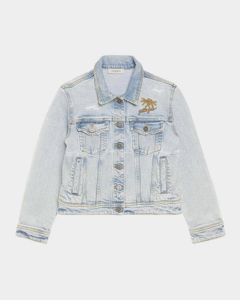 商品Golden Goose|Kid's Journey Bleached Denim Jacket with Embroidery, Size 4-12,价格¥2500,第1张图片