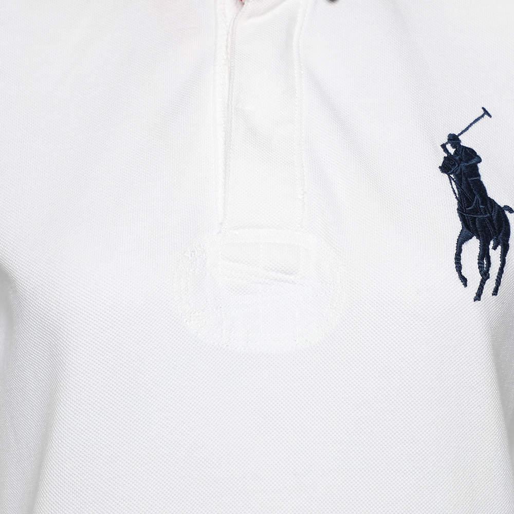 Ralph Lauren White Cotton Pique Contrast Collar Detail Polo T-Shirt L商品第4张图片规格展示