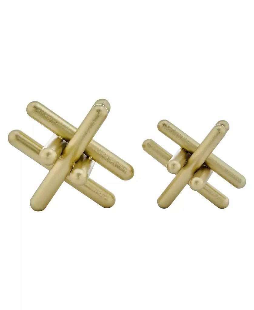 商品Danya B|Small and Medium 2-Piece Abstract Gold-Tone Finish Textured Metal Geometric Sculptures Set,价格¥489,第3张图片详细描述