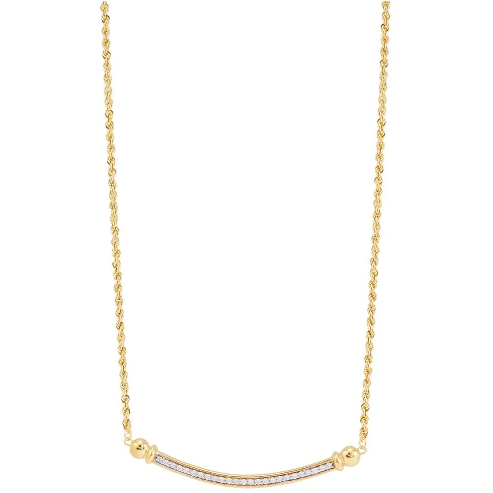 商品Macy's|Diamond Curved Bar 17" Statement Necklace (1/4 ct. t.w.) in 14k Gold-Plated Sterling Silver,价格¥5211,第1张图片