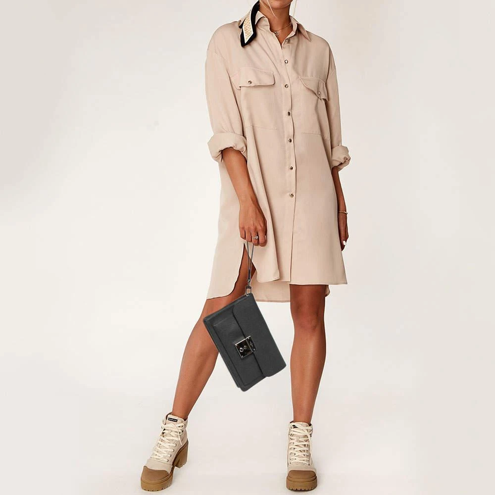 商品[二手商品] Louis Vuitton|Louis Vuitton Grey Leather Neo Belaia Clutch ,价格¥5560,第2张图片详细描述