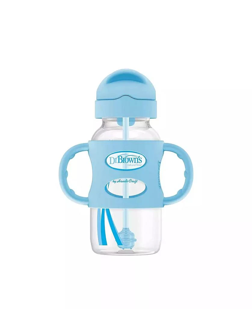 商品Dr. Browns|Baby Wide-Neck Sippy Straw Bottle with 100% Silicone Handles, 9oz, Blue,价格¥127,第2张图片详细描述