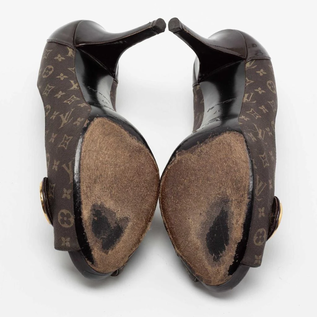 Louis Vuitton Dark Brown Monogram Canvas and Patent Leather Judy Peep-Toe Pumps Size 37 商品