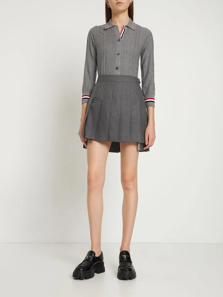 商品Thom Browne|3/4 Sleeve Textured Cotton Knit Cardigan,价格¥6782,第1张图片详细描述