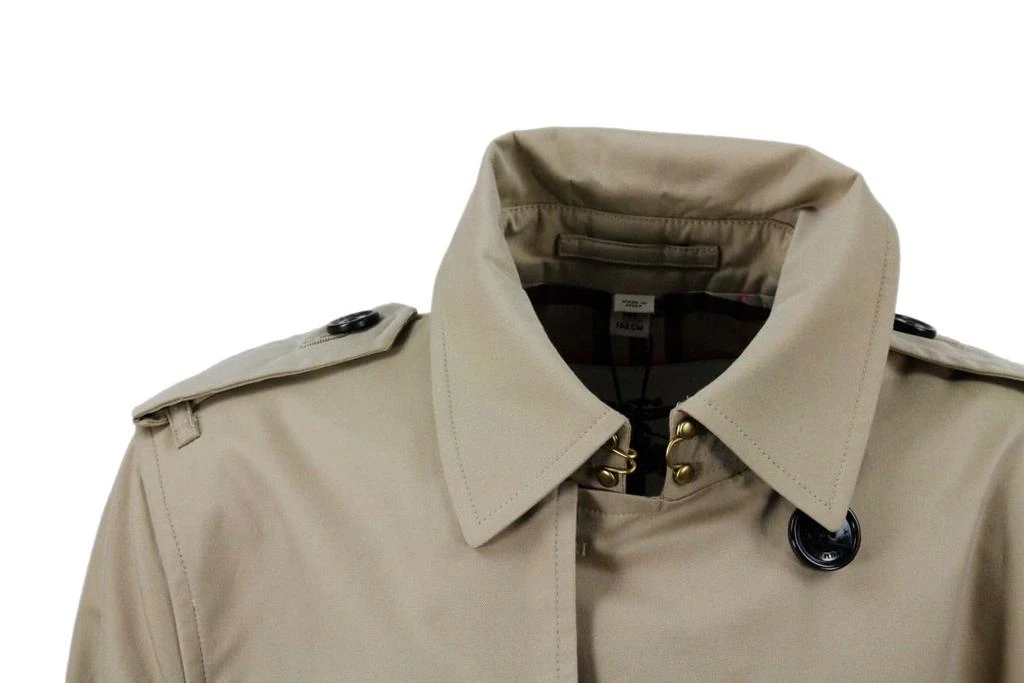 商品Burberry|Burberry Trench Coat In Cotton Gabardine With Buttons And Belt With Check Interior,价格¥7053,第4张图片详细描述