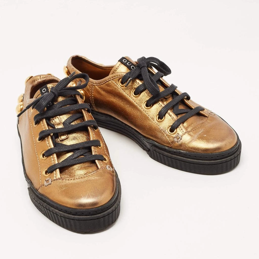 商品[二手商品] Gucci|Gucci Metallic Leather Babouska Studded Praga Sneakers Size 36,价格¥1140,第4张图片详细描述