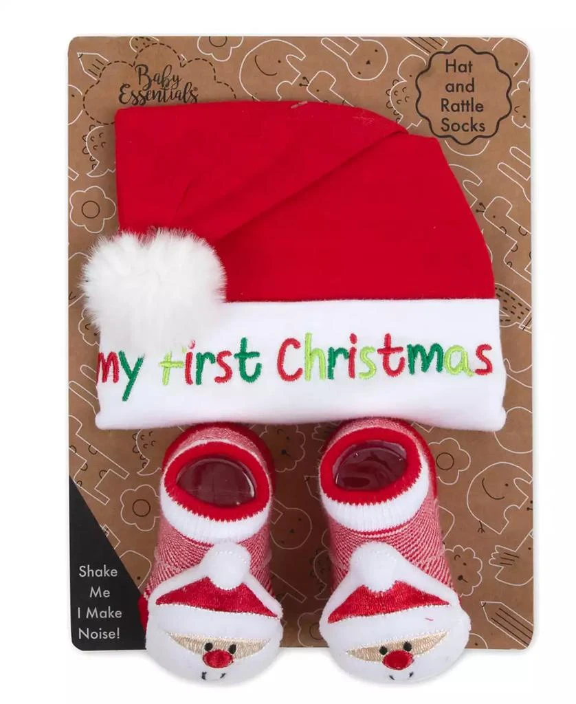 商品Baby Essentials|Baby Boy or Baby Girl My First Christmas Santa Hat & Rattle Sock Set,价格¥120,第2张图片详细描述