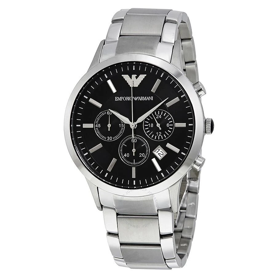 商品Emporio Armani|阿玛尼 经典计时码表黑色表盘精钢男士石英手表 AR2434  43mm,价格¥1393,第1张图片