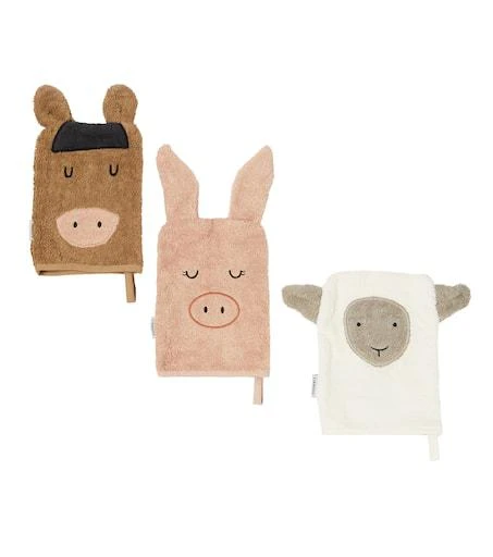 商品Liewood|Baby Sylvester Farm set of 3 cotton washcloths,价格¥219,第1张图片