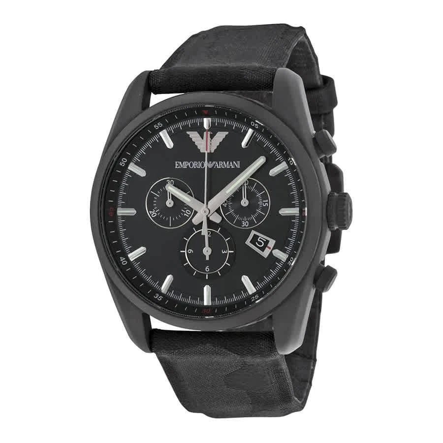 商品Emporio Armani|Sport Chronograph Black Dial Black Canvas Men's Watch AR6051,价格¥1460,第1张图片
