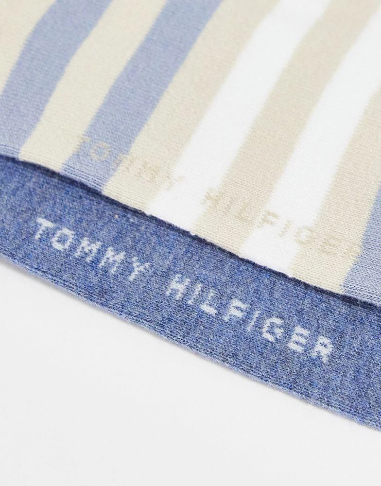 商品Tommy Hilfiger|Tommy Hilfiger 2 pack socks in cream/blue stripe with flag logo,价格¥103,第4张图片详细描述